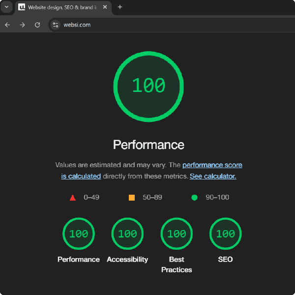 Performance focused websites - Custom website design by Websi – professional, fast-loading, mobile-friendly websites built for performance, scalability, and high conversion rates.